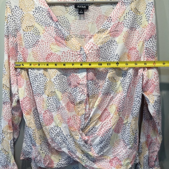 Ana A New Approach Top Women's large Multicolor Long Sleeve Twist Waist - Picture 2 of 4